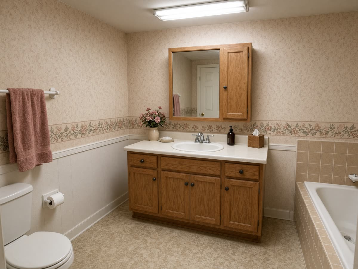 Dated bathroom before remodel